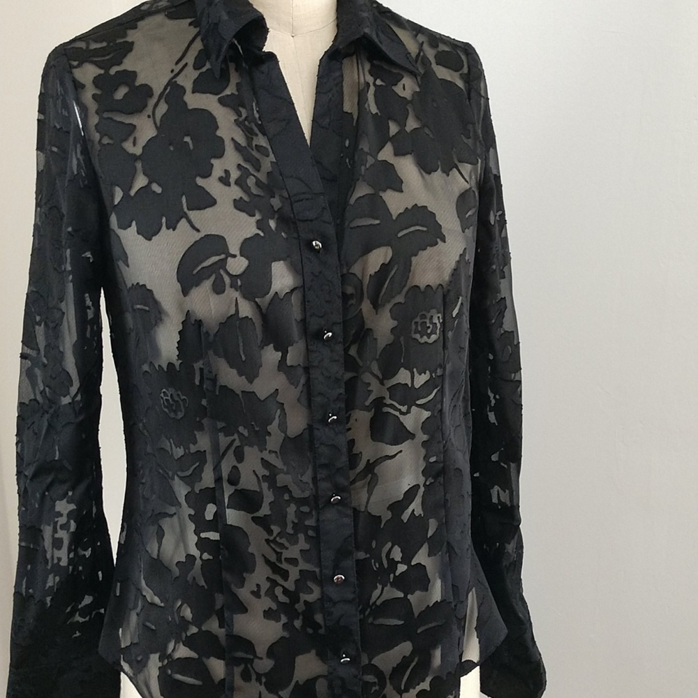 MSRP=$89 NWT Burn Out to Sheer Blouse Anne Kl